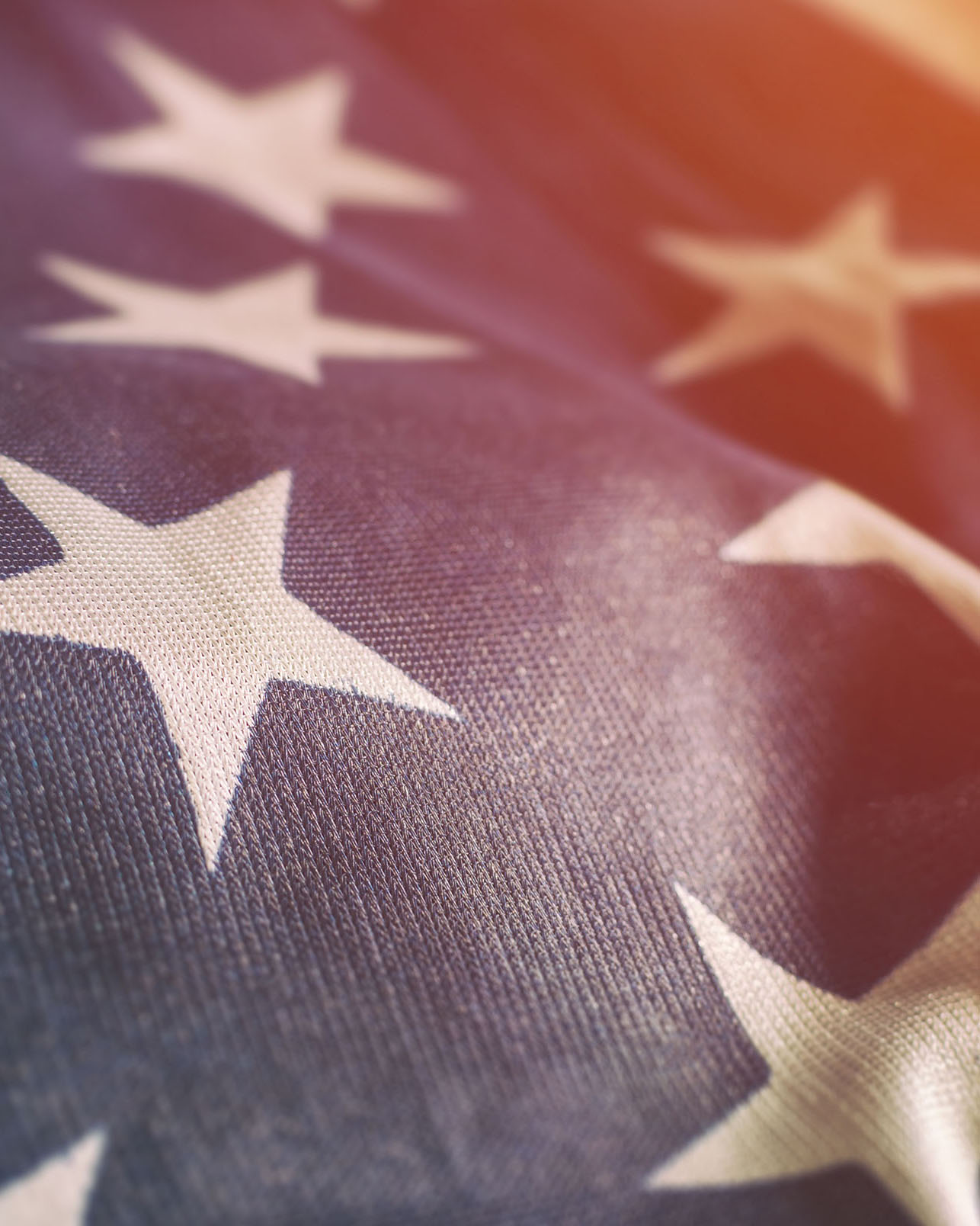 Close up of an American flag. Selective focus.